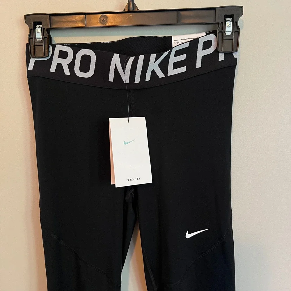 Nike Pro Black Mesh Panel Wide Elastic Waistband Leggings Women S Compression